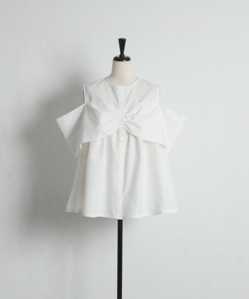 ARVELLIA(アルベリア)の「SCULPTED BOW BLOUSE(シャツ/ブラウス・レディース・ブラック/ホワイト・M)」の12枚目の写真