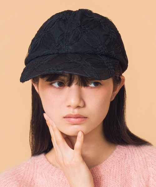 Casselini(キャセリーニ)の「Casselini(キャセリーニ)フラワーレースキャップ(キャップ・レディース・ブラック/オフホワイト・FREE)」の2枚目の写真