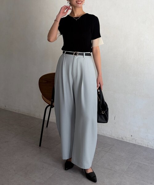 Chez toi（シェトワ）の「袖先シアーリブニット（ニット/セーター・レディース・ベージュ/ブルー/ブラック・FREE）」の21枚目の写真