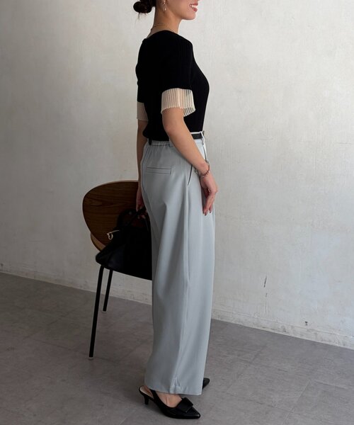 Chez toi（シェトワ）の「袖先シアーリブニット（ニット/セーター・レディース・ベージュ/ブルー/ブラック・FREE）」の22枚目の写真