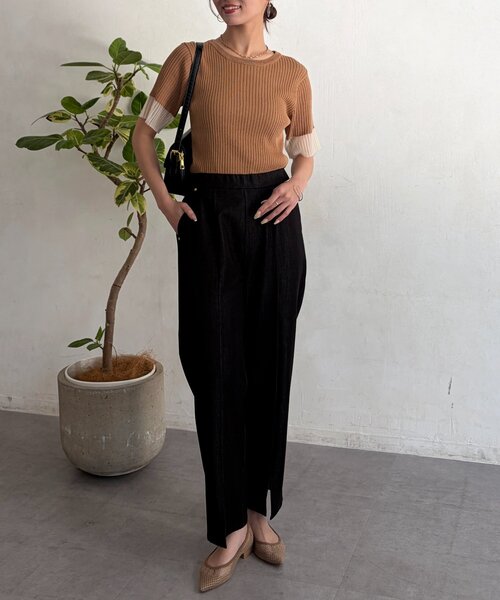 Chez toi（シェトワ）の「袖先シアーリブニット（ニット/セーター・レディース・ベージュ/ブルー/ブラック・FREE）」の16枚目の写真