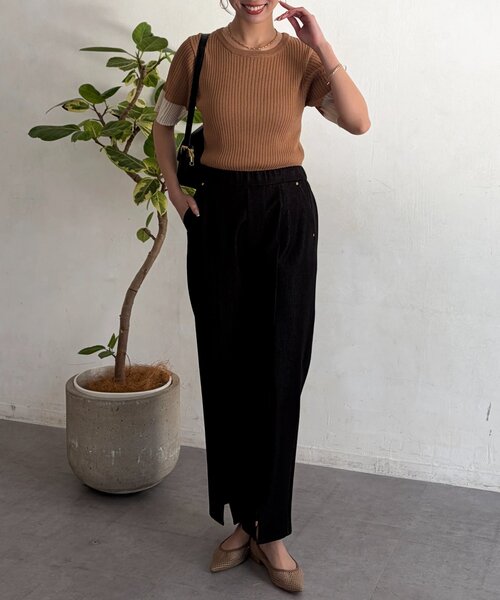 Chez toi（シェトワ）の「袖先シアーリブニット（ニット/セーター・レディース・ベージュ/ブルー/ブラック・FREE）」の17枚目の写真