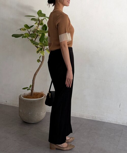 Chez toi（シェトワ）の「袖先シアーリブニット（ニット/セーター・レディース・ベージュ/ブルー/ブラック・FREE）」の18枚目の写真