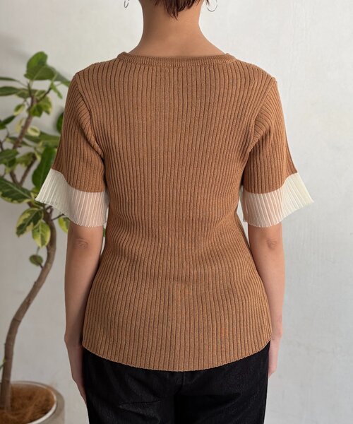 Chez toi（シェトワ）の「袖先シアーリブニット（ニット/セーター・レディース・ベージュ/ブルー/ブラック・FREE）」の9枚目の写真