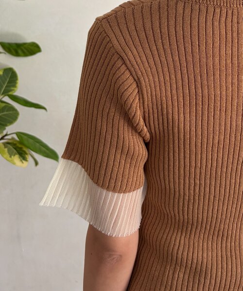 Chez toi（シェトワ）の「袖先シアーリブニット（ニット/セーター・レディース・ベージュ/ブルー/ブラック・FREE）」の10枚目の写真