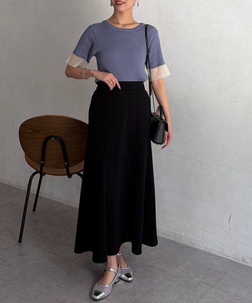 Chez toi（シェトワ）の「袖先シアーリブニット（ニット/セーター・レディース・ベージュ/ブルー/ブラック・FREE）」の5枚目の写真