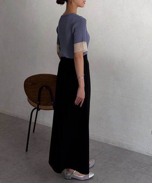 Chez toi（シェトワ）の「袖先シアーリブニット（ニット/セーター・レディース・ベージュ/ブルー/ブラック・FREE）」の7枚目の写真