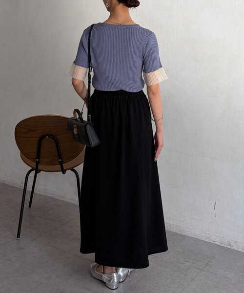 Chez toi（シェトワ）の「袖先シアーリブニット（ニット/セーター・レディース・ベージュ/ブルー/ブラック・FREE）」の8枚目の写真