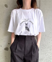 チワワ×英字デザイン半袖Tシャツ