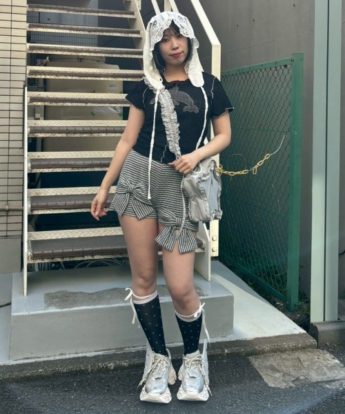 Candy Stripper(キャンディストリッパー)の「SLEEPY DOLPHIN LACE Tシャツ(Tシャツ/カットソー・レディース・ブラック/ライトブルー/オフホワイト・FREE)」の22枚目の写真