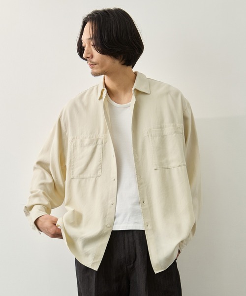 concause(コンコース)の「【concause/コンコース】tencel shirts(シャツ/ブラウス・メンズ・ブラック/オフホワイト・4/5)」の1枚目の写真