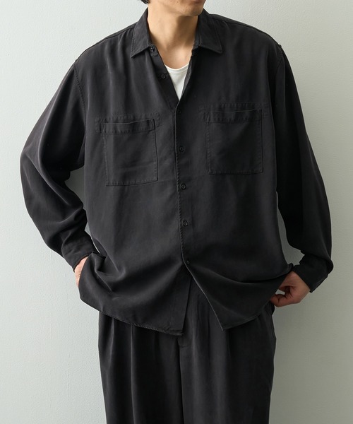 concause(コンコース)の「【concause/コンコース】tencel shirts(シャツ/ブラウス・メンズ・ブラック/オフホワイト・4/5)」の2枚目の写真
