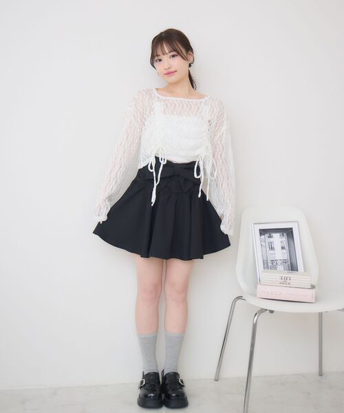 ems excite(エムズエキサイト)の「ドロストリボンレースカットソー(Tシャツ/カットソー・レディース・ブラウン/ホワイト/ブラック・FREE)」の8枚目の写真