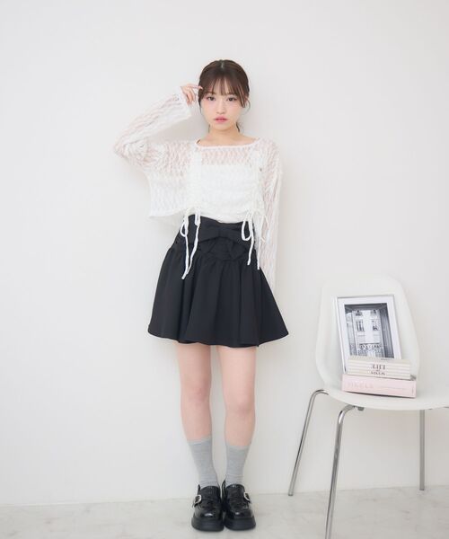 ems excite(エムズエキサイト)の「ドロストリボンレースカットソー(Tシャツ/カットソー・レディース・ブラウン/ホワイト/ブラック・FREE)」の9枚目の写真