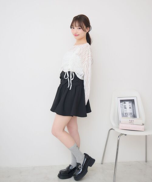 ems excite(エムズエキサイト)の「ドロストリボンレースカットソー(Tシャツ/カットソー・レディース・ブラウン/ホワイト/ブラック・FREE)」の10枚目の写真