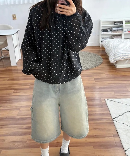 LYEON(リヨン)の「ドットジップパーカー(パーカー・レディース・ブルー/ブラック/ホワイト・FREE)」の7枚目の写真