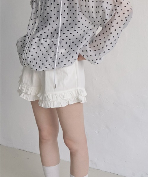 LYEON(リヨン)の「ドットジップパーカー(パーカー・レディース・ブルー/ブラック/ホワイト・FREE)」の20枚目の写真