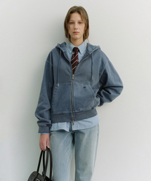 DUNST（ダンスト）の「UNISEX GARMENT DYED ZIP-UP HOODIE_UDTS6A114_NAVY（パーカー）」
