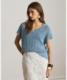 LAUREN RALPH LAUREN | コットンブレンド メッシュ ショートスリーブ セーター(ニット/セーター)