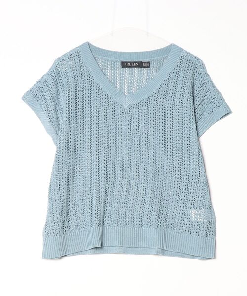 LAUREN RALPH LAUREN（ローレン ラルフ ローレン）の「コットンブレンド メッシュ ショートスリーブ セーター（ニット/セーター・レディース・ブルー・S/M）」の3枚目の写真