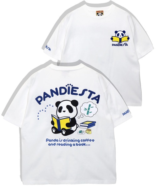 PANDIESTA(パンディエスタ)の「リーディングパンダTシャツ(M2)(Tシャツ/カットソー・メンズ・ミント/ホワイト/ブラック・M/L/XL/XXL)」の2枚目の写真