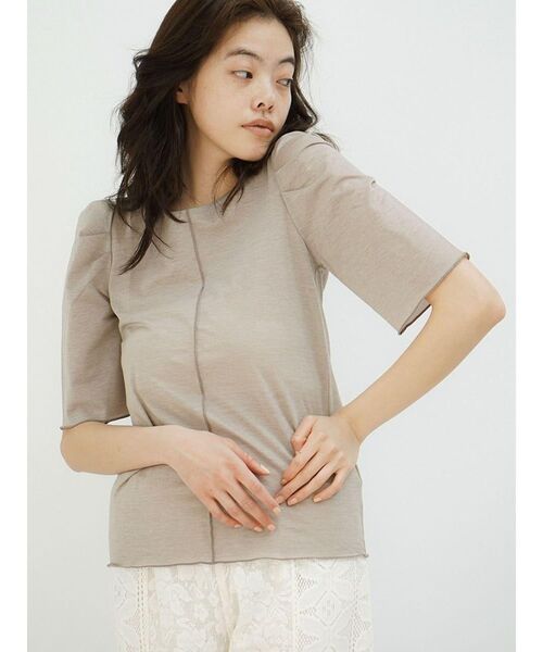 FIKA.（フィーカ）の「Mellow puff sleeve tops（Tシャツ/カットソー・レディース・ブラック/オフホワイト/グレー系その他3・MEDIUM）」の6枚目の写真