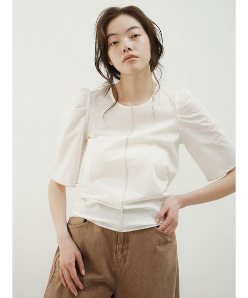 FIKA.（フィーカ）の「Mellow puff sleeve tops（Tシャツ/カットソー・レディース・ブラック/オフホワイト/グレー系その他3・MEDIUM）」の12枚目の写真