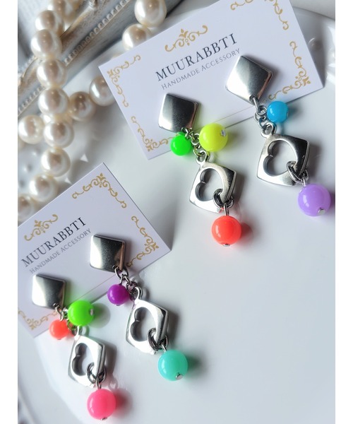 tone(トーン)の「【MUURABBTI】ハートのカラフルポップピアス(MA)(ピアス(両耳用)・レディース・ブルー系その他/パープル系その他・FREE)」の6枚目の写真