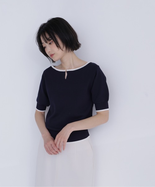 NATURAL BEAUTY BASIC(ナチュラルビューティーベーシック)の「バイカラーメタルポイントニット(ニット/セーター・レディース・ネイビー/ブルー/オフホワイト・フリ-)」の13枚目の写真