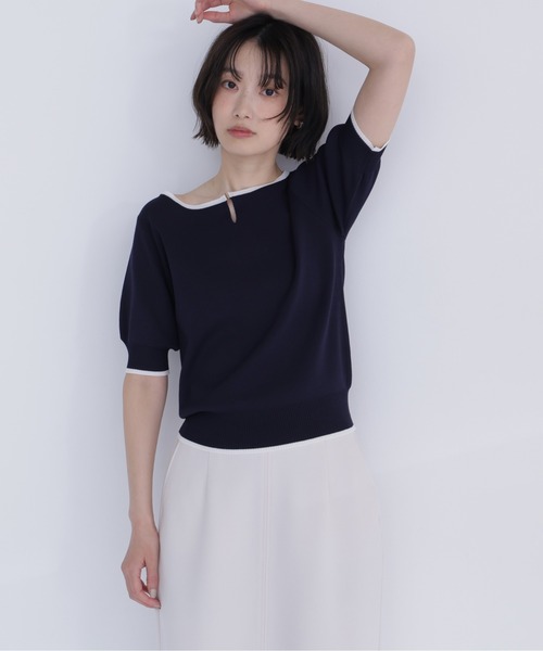 NATURAL BEAUTY BASIC(ナチュラルビューティーベーシック)の「バイカラーメタルポイントニット(ニット/セーター・レディース・ネイビー/ブルー/オフホワイト・フリ-)」の15枚目の写真