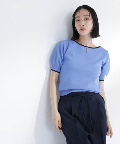 NATURAL BEAUTY BASIC(ナチュラルビューティーベーシック)の「バイカラーメタルポイントニット(ニット/セーター・レディース・ネイビー/ブルー/オフホワイト・フリ-)」の21枚目の写真