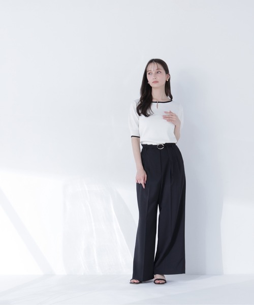 NATURAL BEAUTY BASIC(ナチュラルビューティーベーシック)の「バイカラーメタルポイントニット(ニット/セーター・レディース・ネイビー/ブルー/オフホワイト・フリ-)」の4枚目の写真