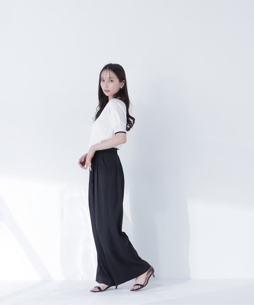 NATURAL BEAUTY BASIC(ナチュラルビューティーベーシック)の「バイカラーメタルポイントニット(ニット/セーター・レディース・ネイビー/ブルー/オフホワイト・フリ-)」の6枚目の写真