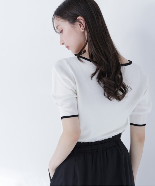 NATURAL BEAUTY BASIC(ナチュラルビューティーベーシック)の「バイカラーメタルポイントニット(ニット/セーター・レディース・ネイビー/ブルー/オフホワイト・フリ-)」の7枚目の写真