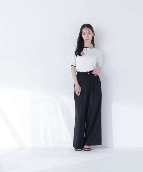 NATURAL BEAUTY BASIC(ナチュラルビューティーベーシック)の「バイカラーメタルポイントニット(ニット/セーター・レディース・ネイビー/ブルー/オフホワイト・フリ-)」の8枚目の写真