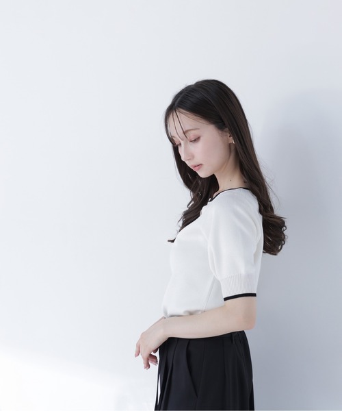 NATURAL BEAUTY BASIC(ナチュラルビューティーベーシック)の「バイカラーメタルポイントニット(ニット/セーター・レディース・ネイビー/ブルー/オフホワイト・フリ-)」の10枚目の写真