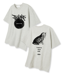 キャットヘアボール オーバーサイズ 半袖Tシャツ オートミール