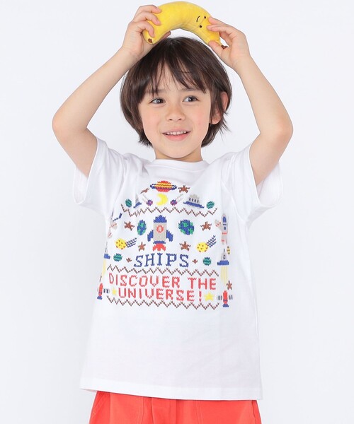 SHIPS(シップス)の「SHIPS KIDS:100~130cm / スペース 刺繍 Tシャツ(Tシャツ/カットソー・キッズ・オフホワイト/ネイビー・100/110/120/130)」の6枚目の写真