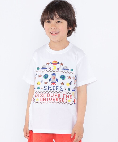 SHIPS(シップス)の「SHIPS KIDS:100~130cm / スペース 刺繍 Tシャツ(Tシャツ/カットソー・キッズ・オフホワイト/ネイビー・100/110/120/130)」の4枚目の写真