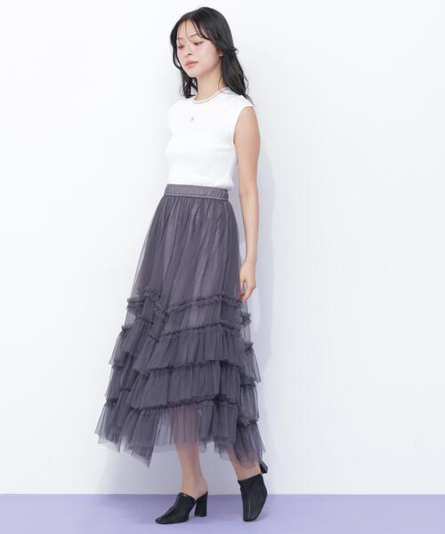 JILL by JILL STUART（ジルバイジルスチュアート）の「イレギュラーフリルレイヤードスカート（スカート・レディース・グレー/ホワイト/ベージュ・FREE）」の14枚目の写真