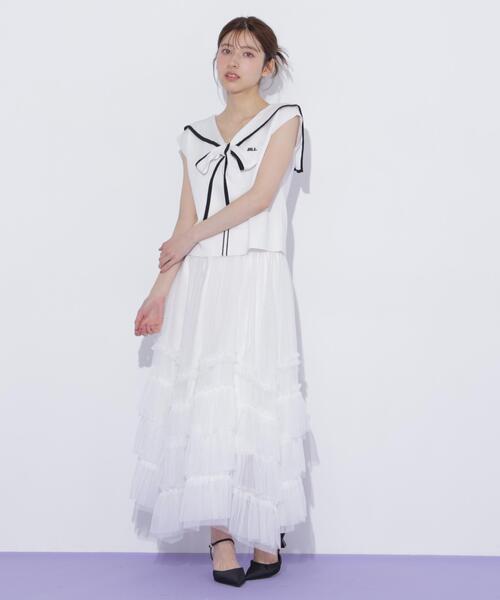 JILL by JILL STUART（ジルバイジルスチュアート）の「イレギュラーフリルレイヤードスカート（スカート・レディース・グレー/ホワイト/ベージュ・FREE）」の22枚目の写真