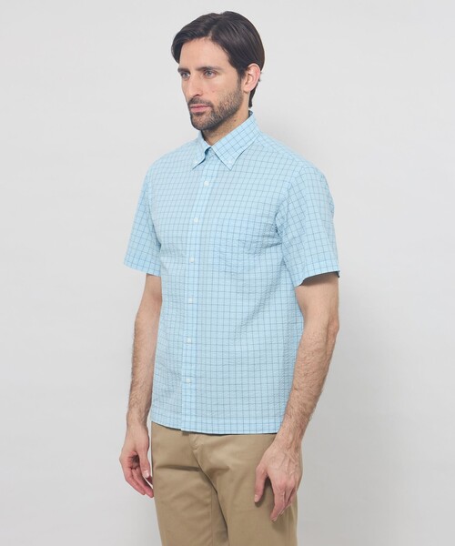MACKINTOSH LONDON(マッキントッシュ ロンドン)の「シアサッカー半袖ボタンダウンシャツ(シャツ/ブラウス・メンズ・パープル系その他/ブルー系その他4/オフホワイト・XL/M/L)」の5枚目の写真