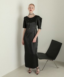 【ANDRESD】pearl glow satin dress 結婚式 パーティードレス オケージョンドレス お呼ばれ 二次会 成人式 同窓会