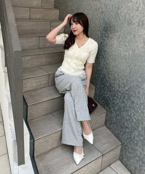 Another Branch olive des olive(アナザーブランチオリーブデオリーブ)の「ラインストーンワイドスウエット(スウェットパンツ・レディース・ブラック/グレー・FREE)」の18枚目の写真