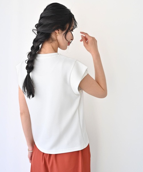 Ehre style(エーレスタイル)の「首元パールで お顔 映え服 立体袖Tシャツ(Tシャツ/カットソー・レディース・ホワイト/ブラック・FREE)」の17枚目の写真