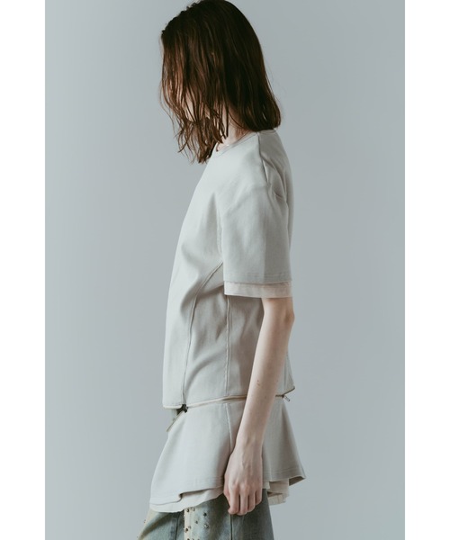 Knuth Marf(クヌースマーフ)の「structured shoulder top(Tシャツ/カットソー・レディース・ブラック/ライトベージュ・X-SMALL/SMALL)」の6枚目の写真