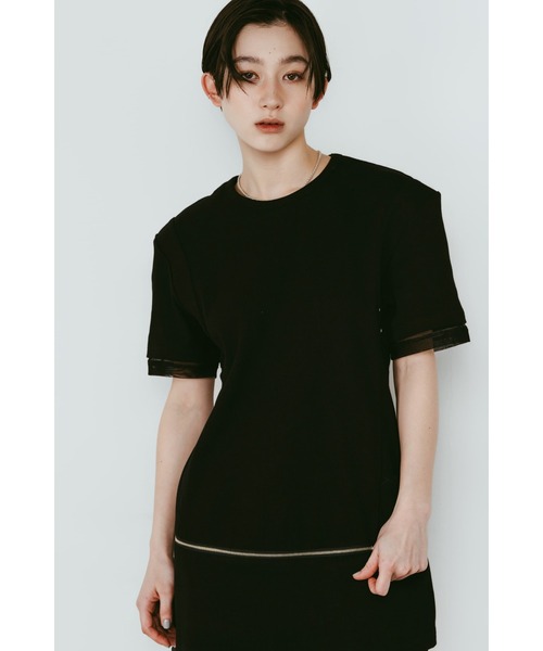 Knuth Marf(クヌースマーフ)の「structured shoulder top(Tシャツ/カットソー・レディース・ブラック/ライトベージュ・X-SMALL/SMALL)」の17枚目の写真