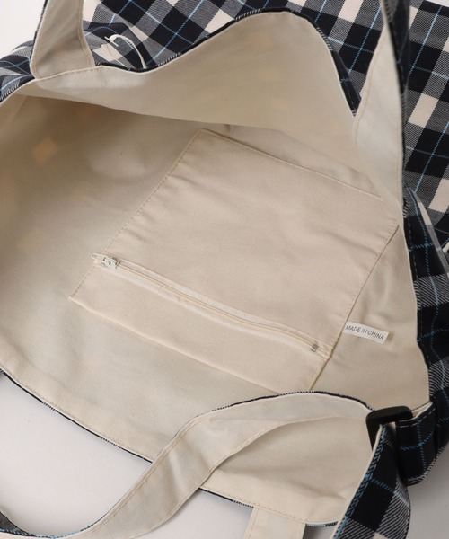 apres jour mignon(アプレジュールミニョン)の「【apresjour mignon×ARIAZ】チェック柄BIGトートバッグ(トートバッグ・レディース・ブラック/ブルー/ネイビー・ONESIZE)」の7枚目の写真