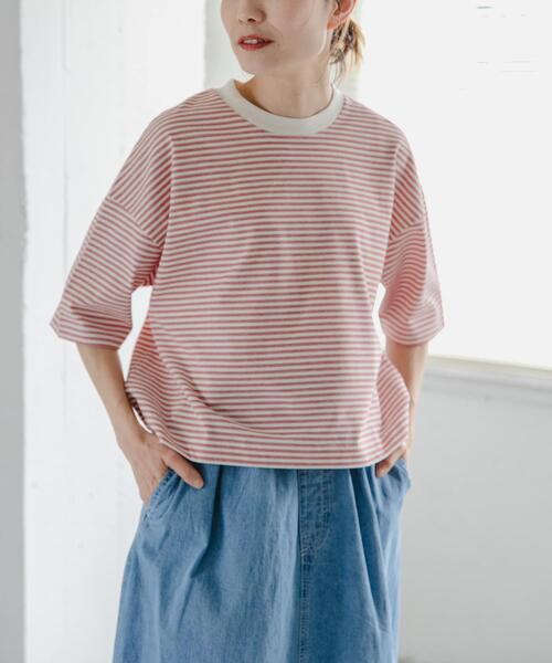 FORK&SPOON(フォークアンドスプーン)の「FORK&SPOON マルチボーダーTシャツ(Tシャツ/カットソー・レディース・レッド/グリーン/チャコールグレー・1)」の1枚目の写真