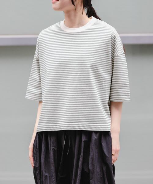 FORK&SPOON(フォークアンドスプーン)の「FORK&SPOON マルチボーダーTシャツ(Tシャツ/カットソー・レディース・レッド/グリーン/チャコールグレー・1)」の6枚目の写真